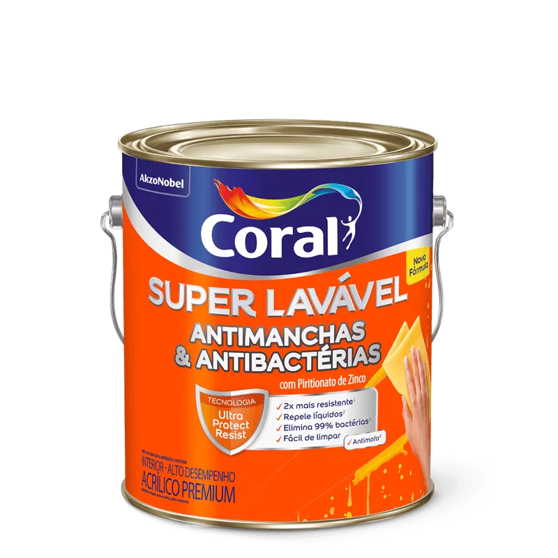 Imagem de Tinta Acrílica Super Lavável Coral 3,6L - Branco Fosco
